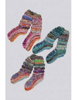 Unisex Wool Socks (WL-269) in multicolor with fleece lining for warmth and casual comfort, ideal for Fall/Winter loungewear