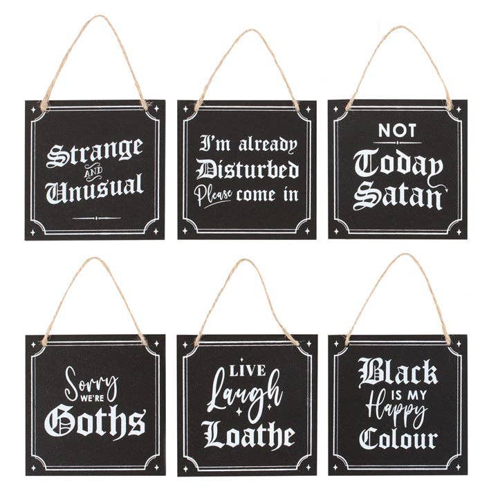Gothic Mini Signs on Display