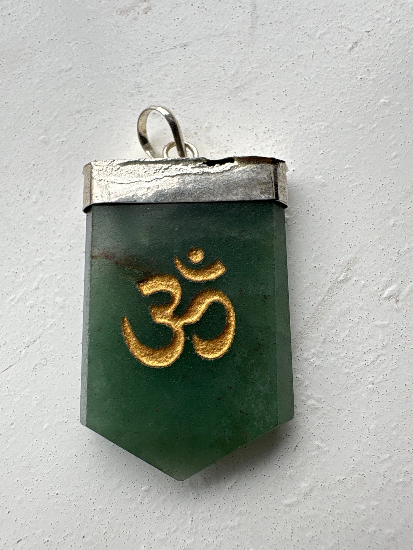 Crystal Om Symbol Engraved Pendant Necklace