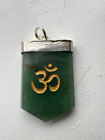 Crystal Om Symbol Engraved Pendant Necklace