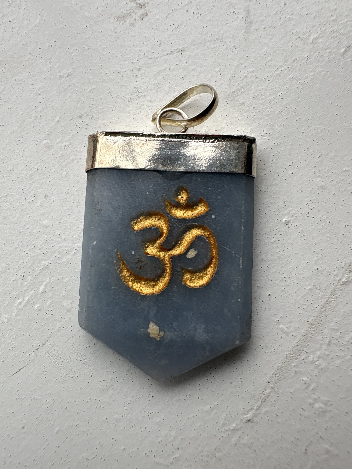 Crystal Om Symbol Engraved Pendant Necklace