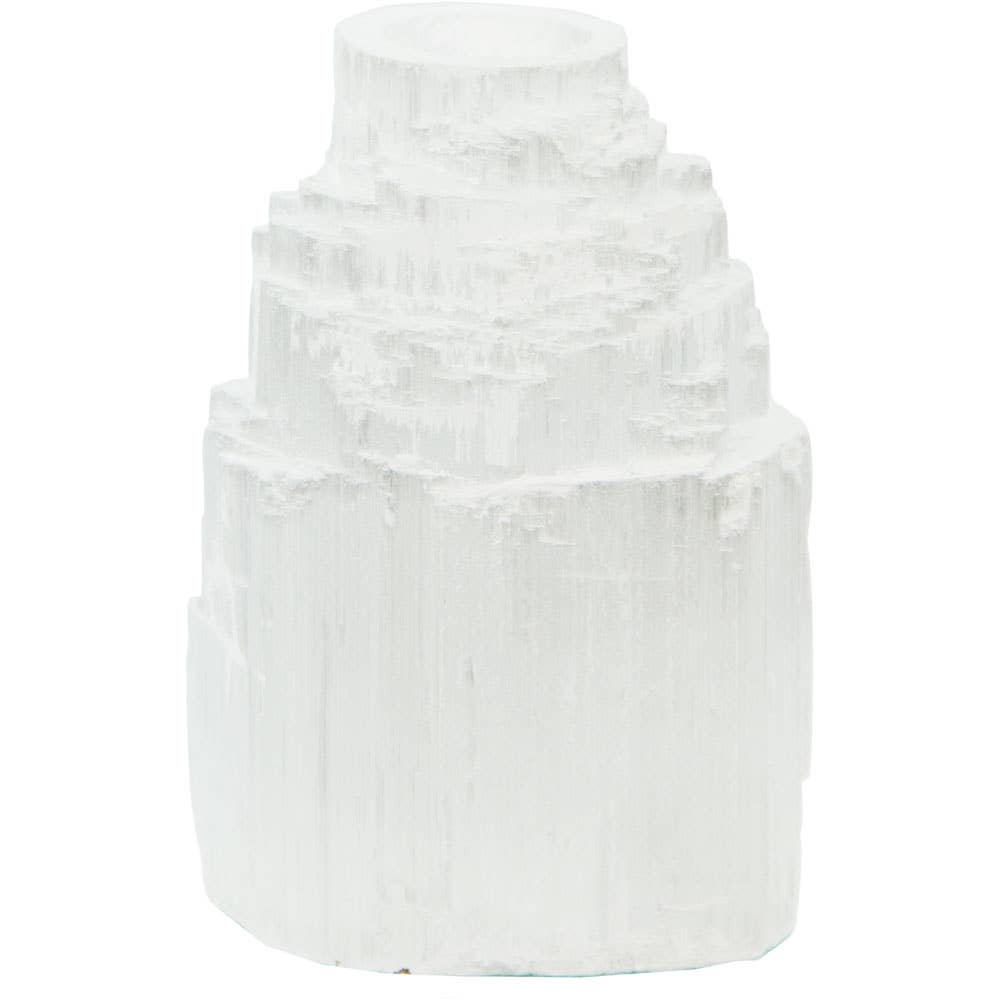 Mini Candle Holder Iceberg White Selenite