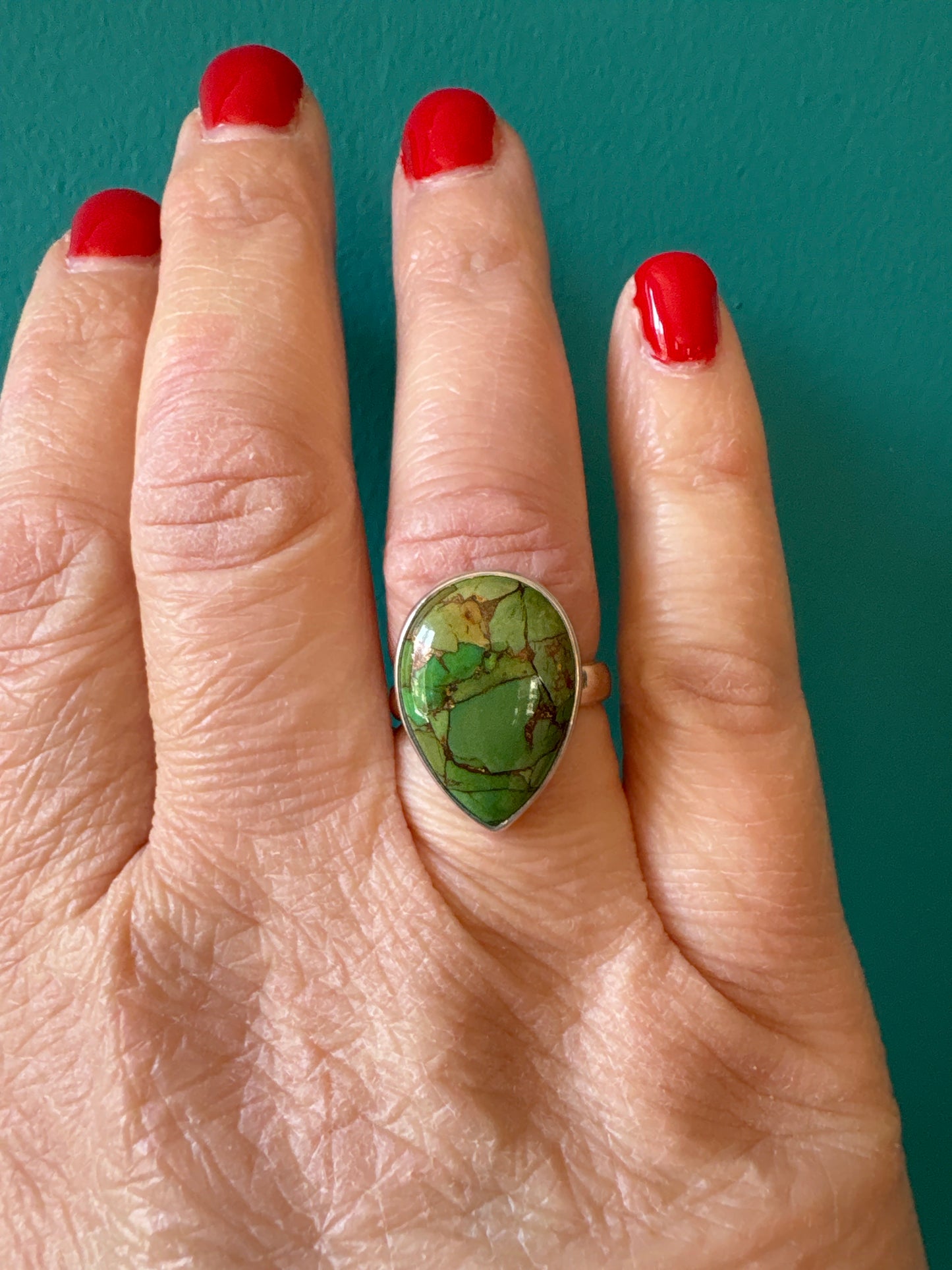 *Ring Green Copper Turquoise Adjustable