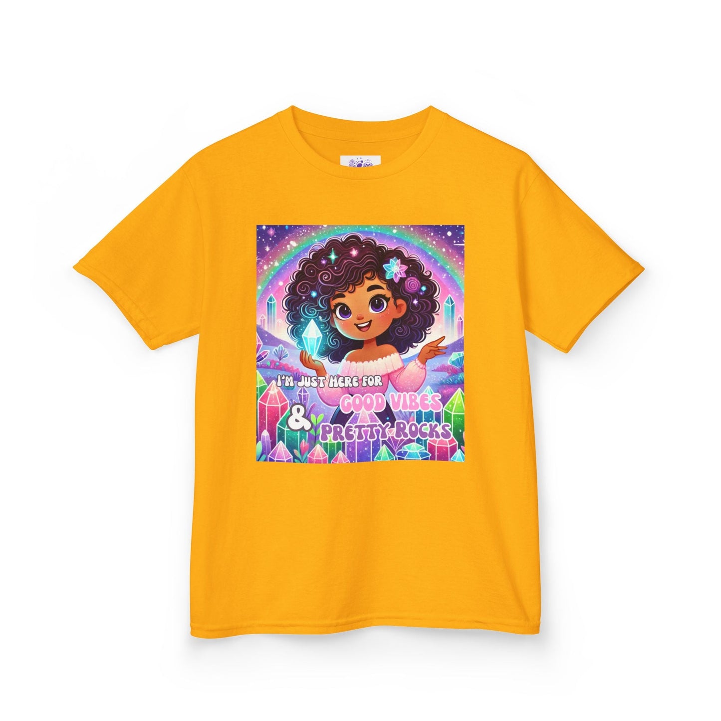 Kids TShirt 'I'm Just Here for Good Vibes and Pretty Rocks'