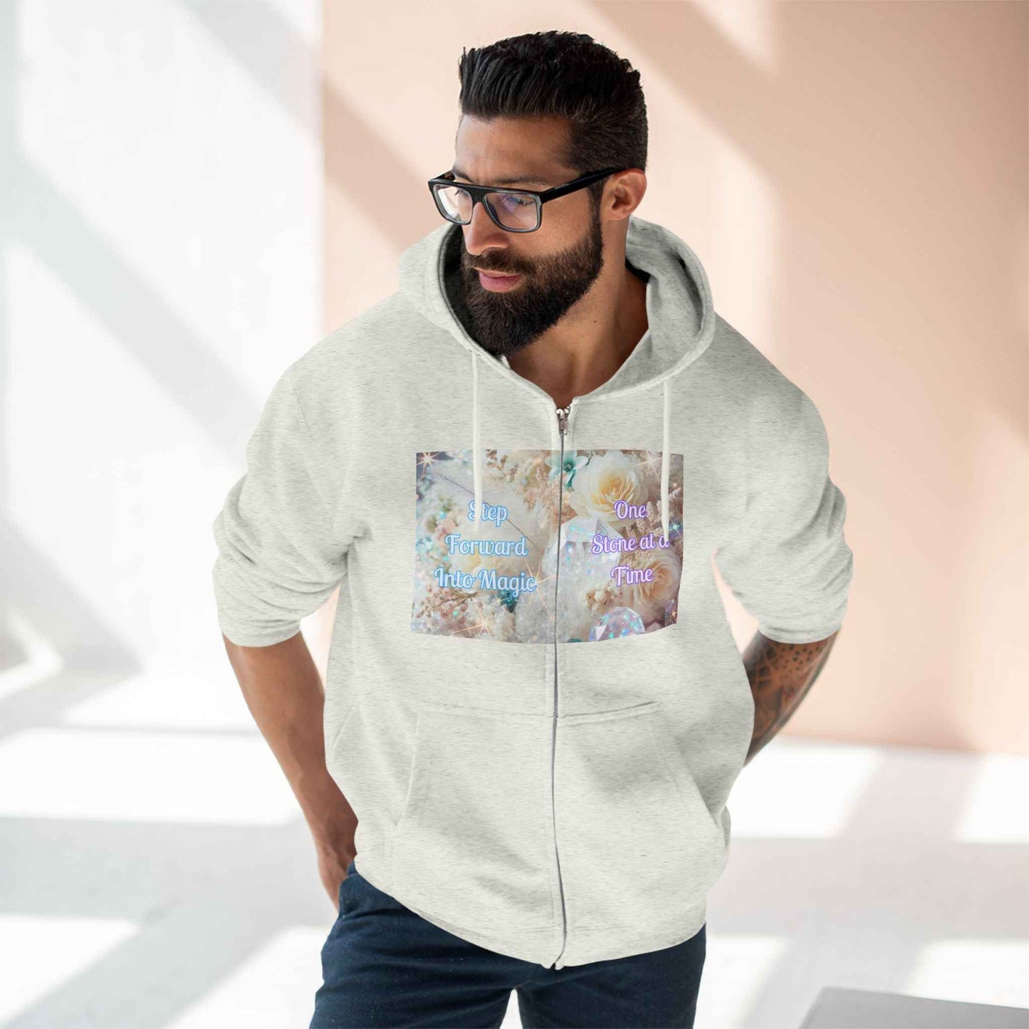 Floral Zipped Hooded Sweater