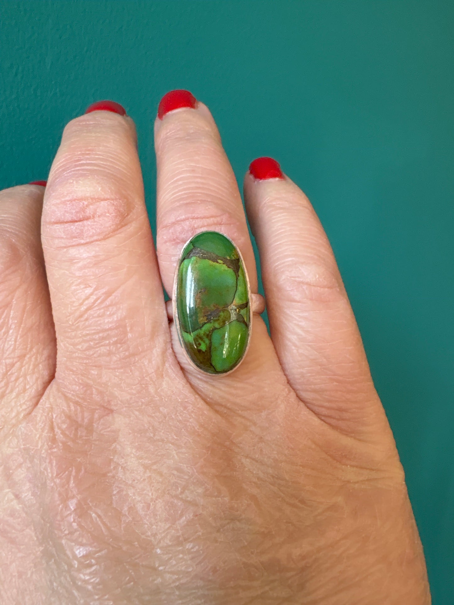 *Ring Green Copper Turquoise Adjustable