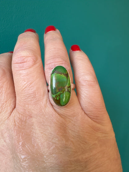 *Ring Green Copper Turquoise Adjustable