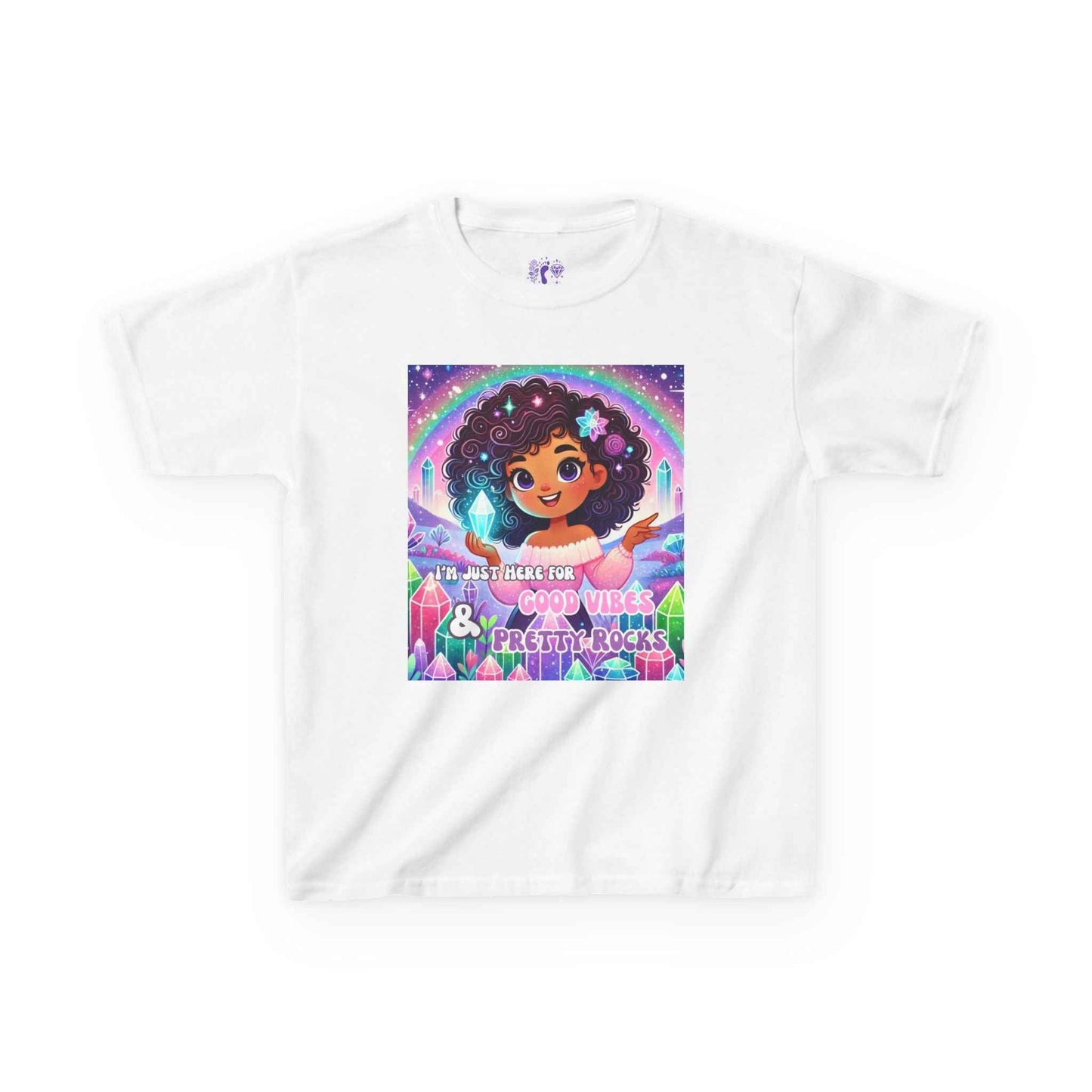 Kids TShirt 'I'm Just Here for Good Vibes and Pretty Rocks'