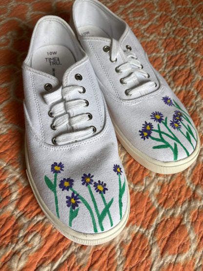 Wildflower Hand Painted Size 10 Shoes