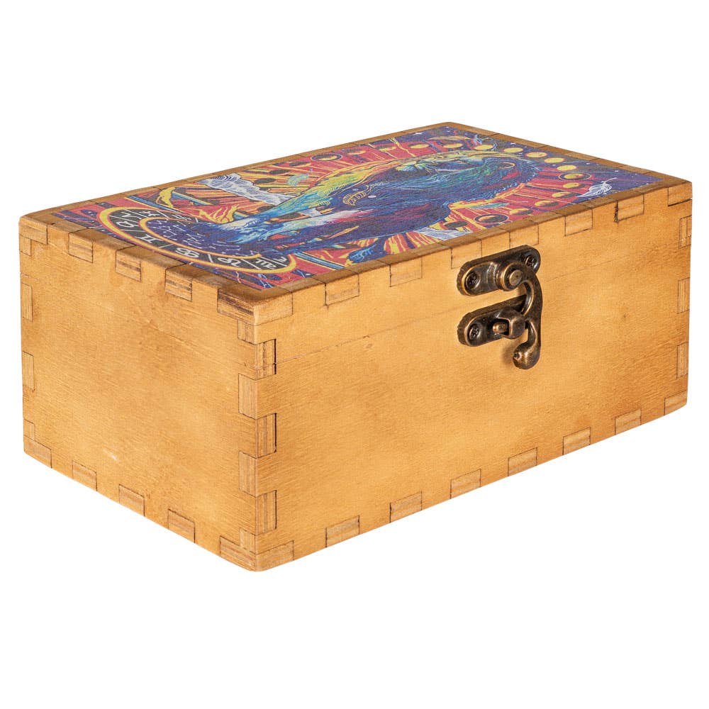 CELESTIAL LION WOODEN TAROT CARD BOX