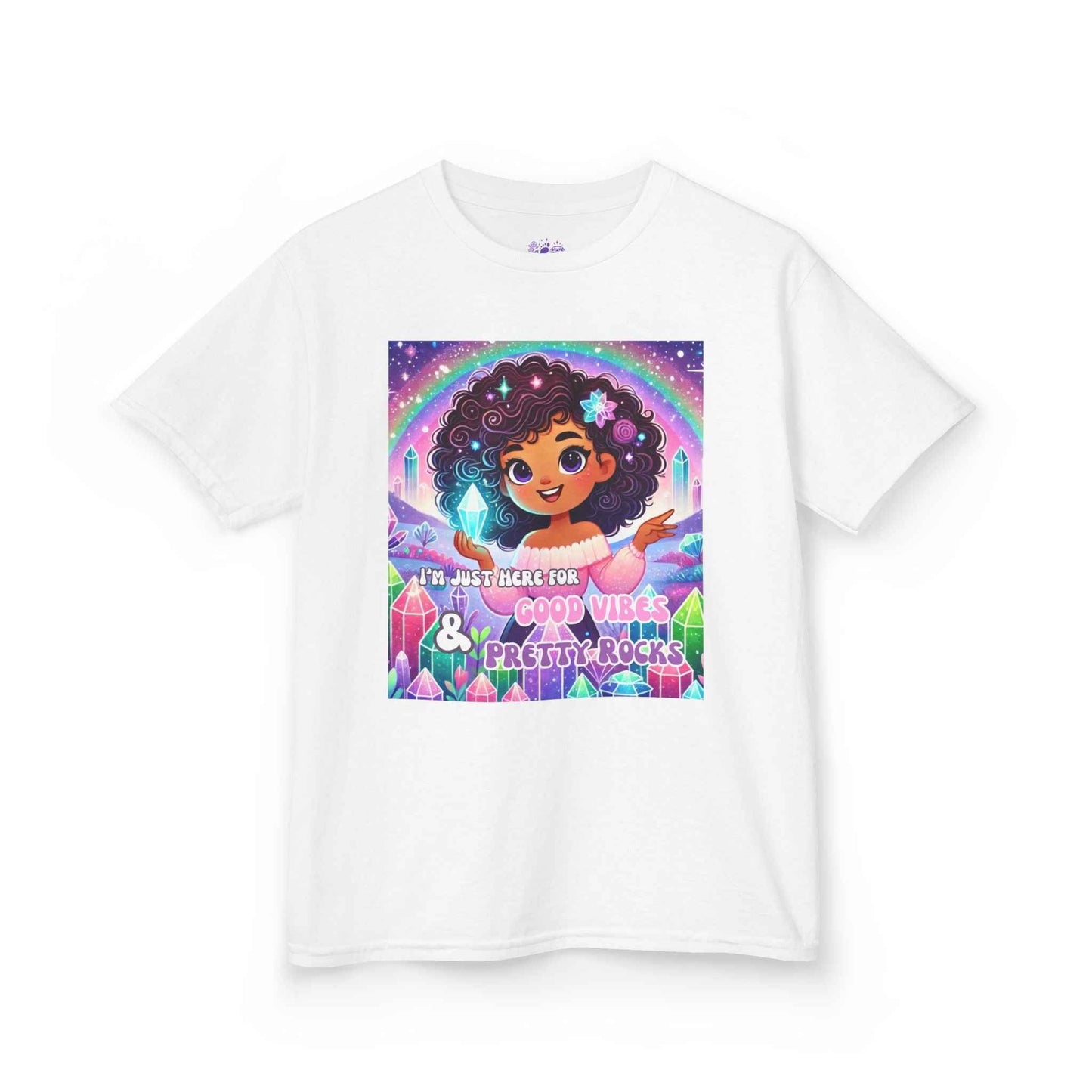 Kids TShirt 'I'm Just Here for Good Vibes and Pretty Rocks'