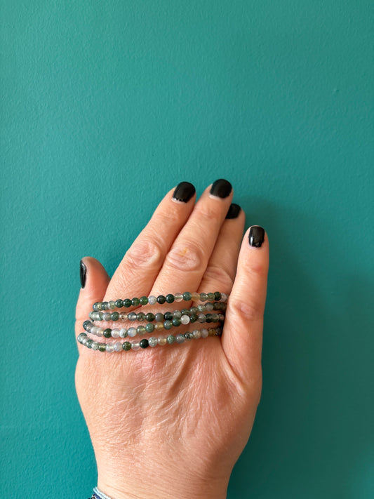 *Bracelet Green Moss Agate 4mm