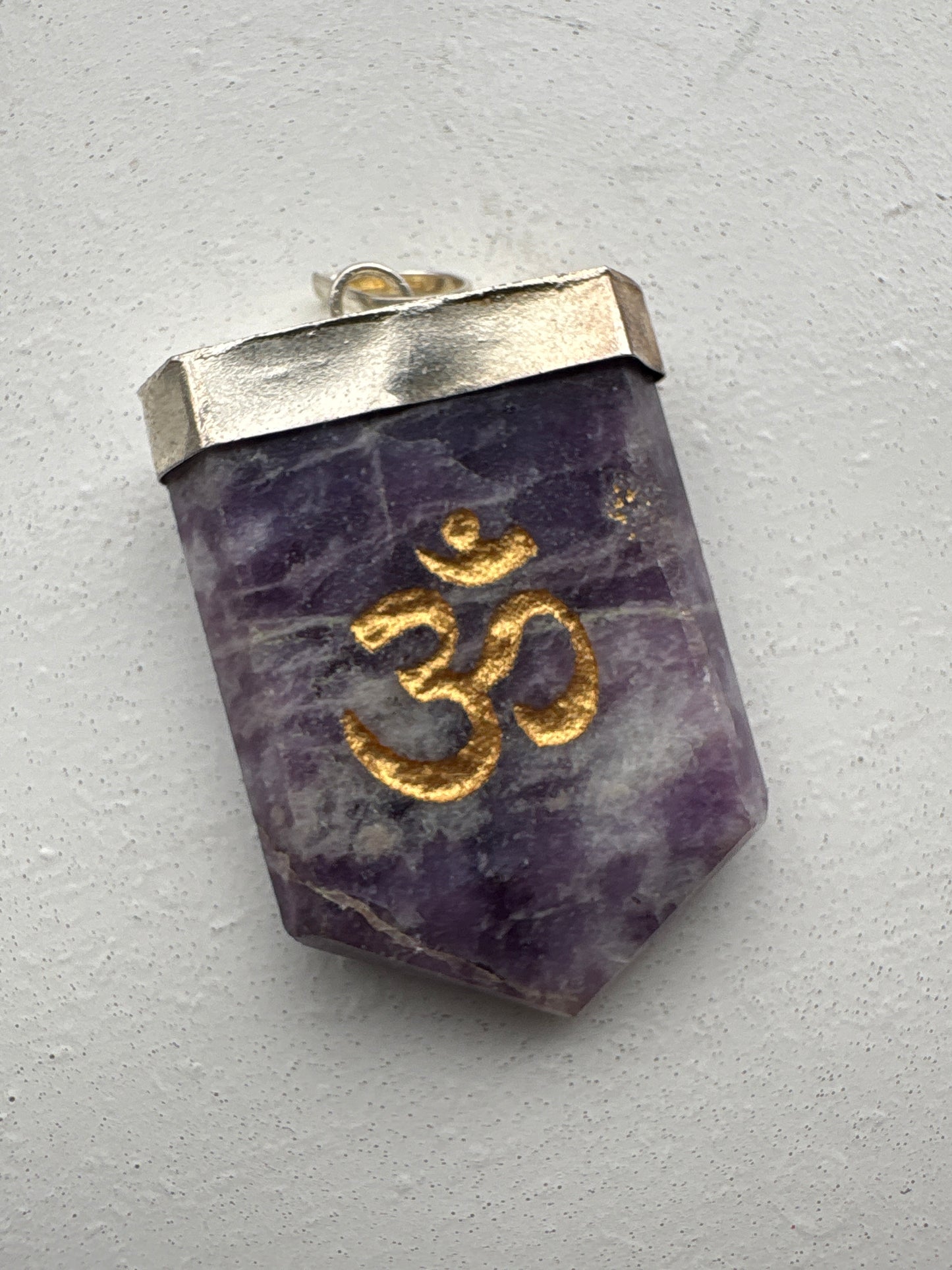 Crystal Om Symbol Engraved Pendant Necklace