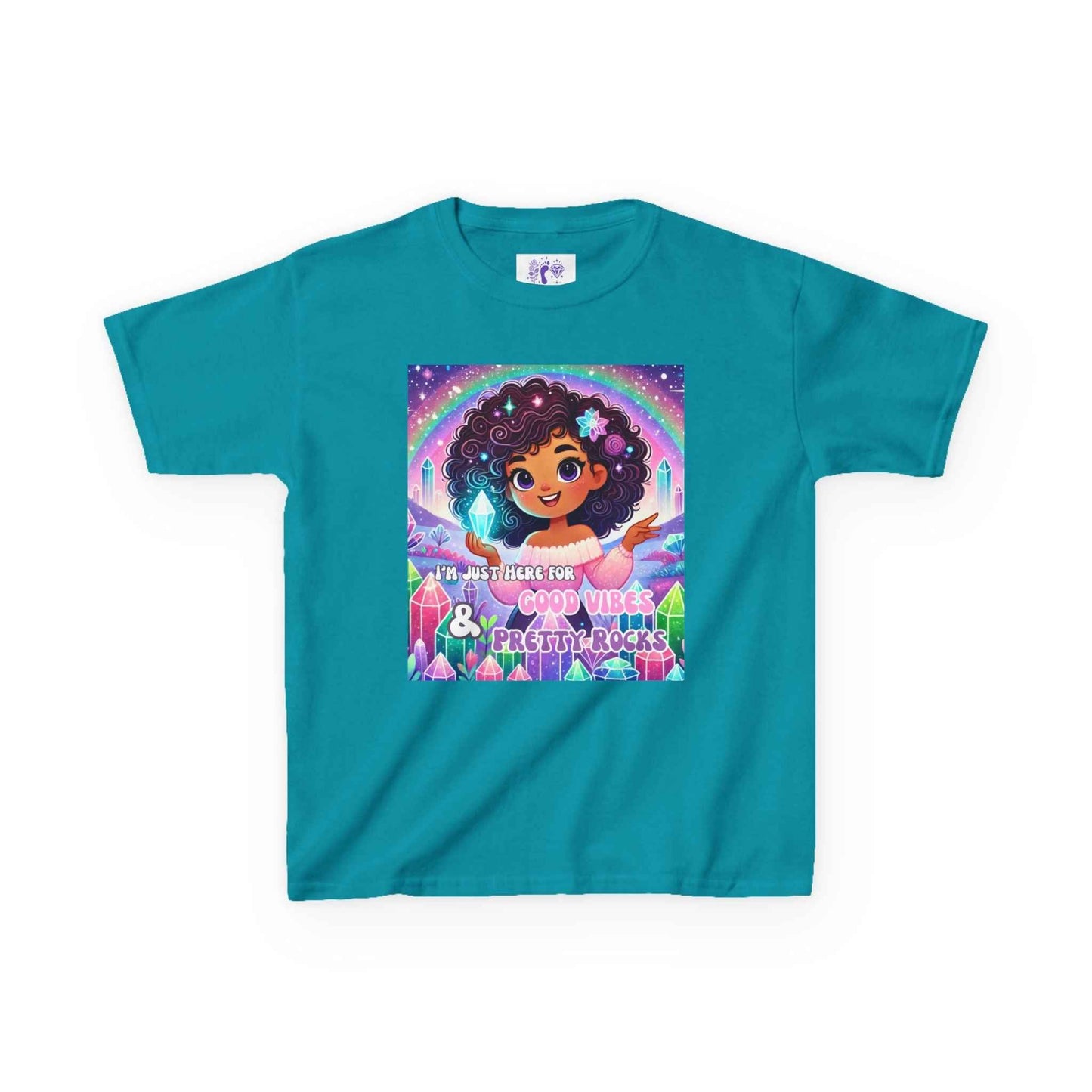 Kids TShirt 'I'm Just Here for Good Vibes and Pretty Rocks'