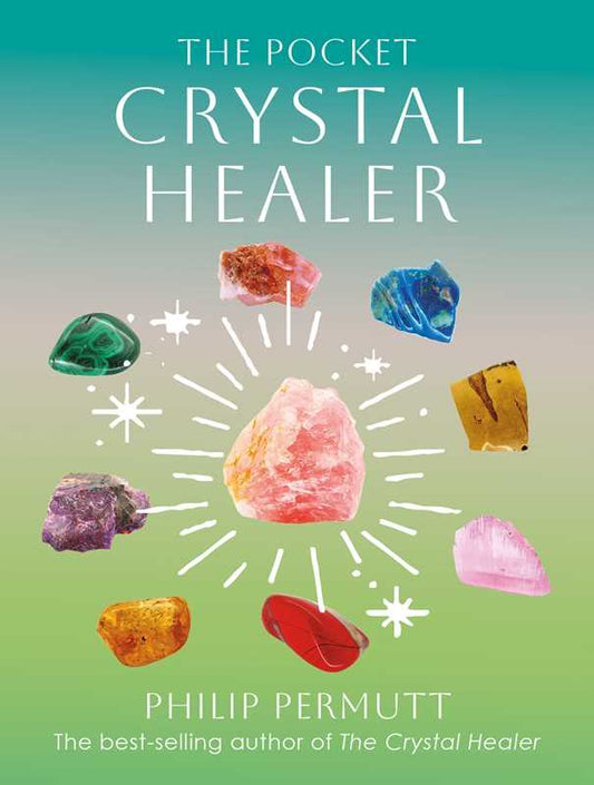 Cover of The Pocket Crystal Healer by Philip Permutt featuring colorful crystal illustrations on a gradient background