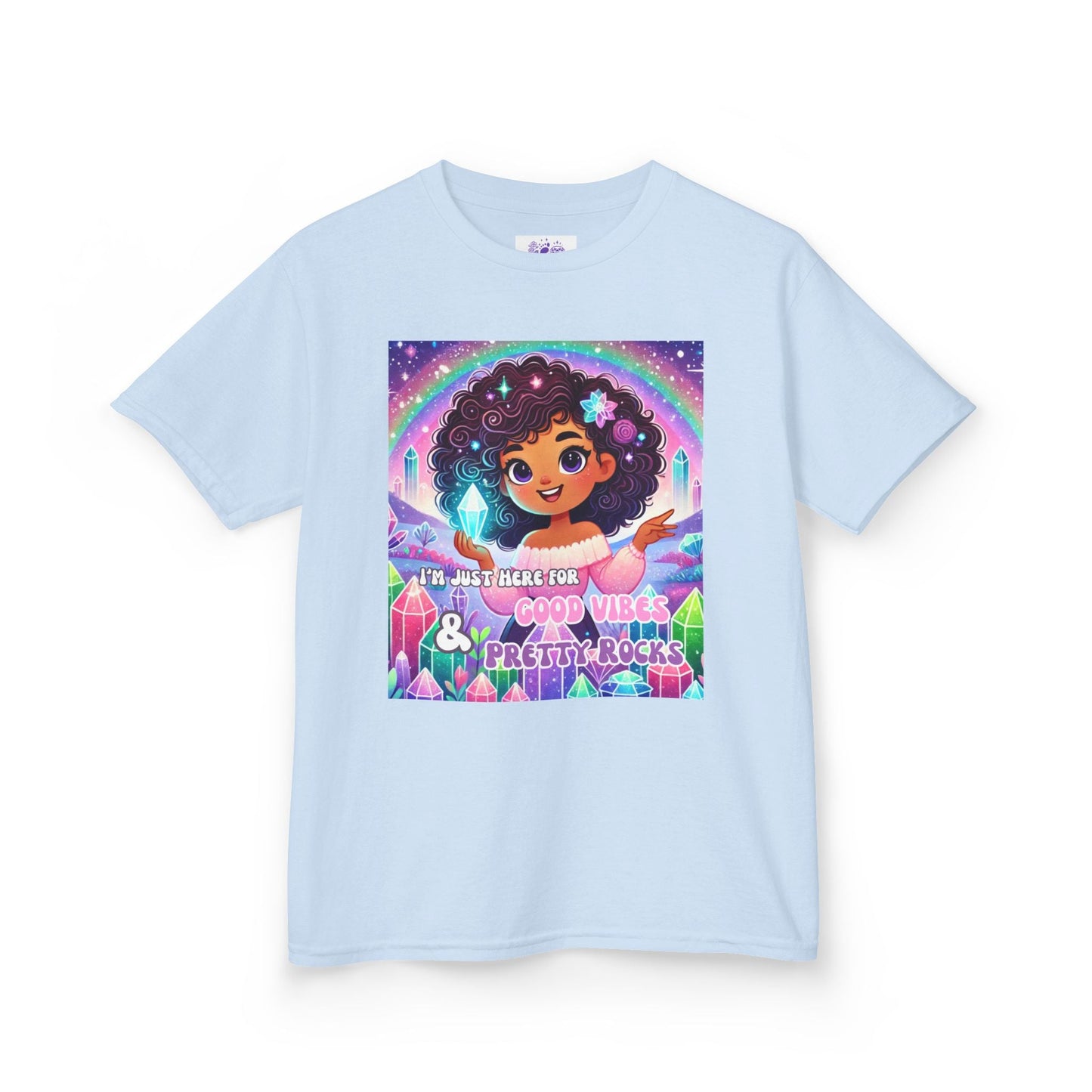 Kids TShirt 'I'm Just Here for Good Vibes and Pretty Rocks'