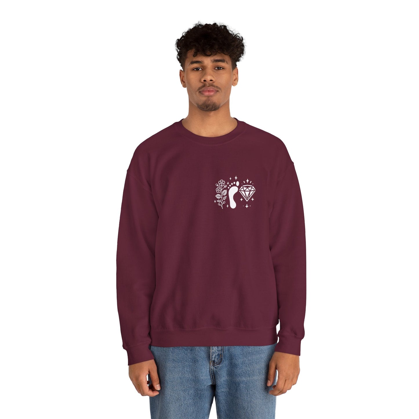 Inspirational Hawthorne Crystal Crew Neck Sweatshirt — Logo Design
