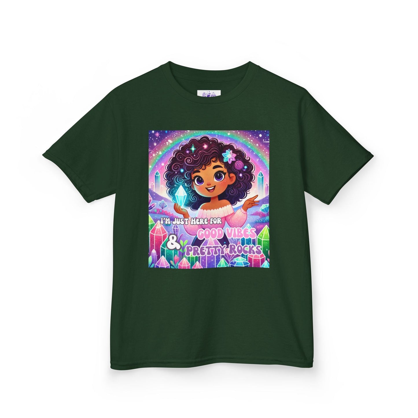 Kids TShirt 'I'm Just Here for Good Vibes and Pretty Rocks'