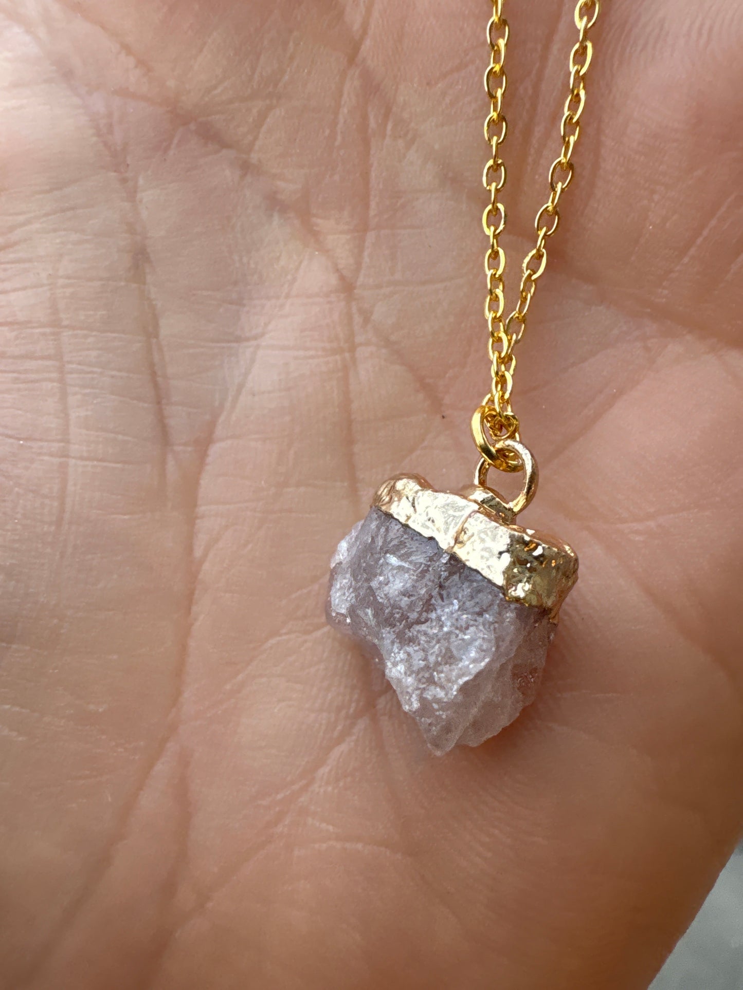 Raw Gold Plated Crystal Necklace