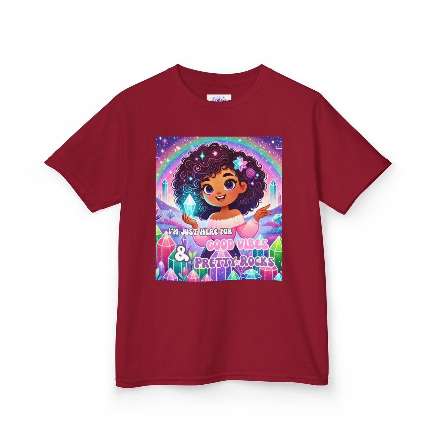 Kids TShirt 'I'm Just Here for Good Vibes and Pretty Rocks'