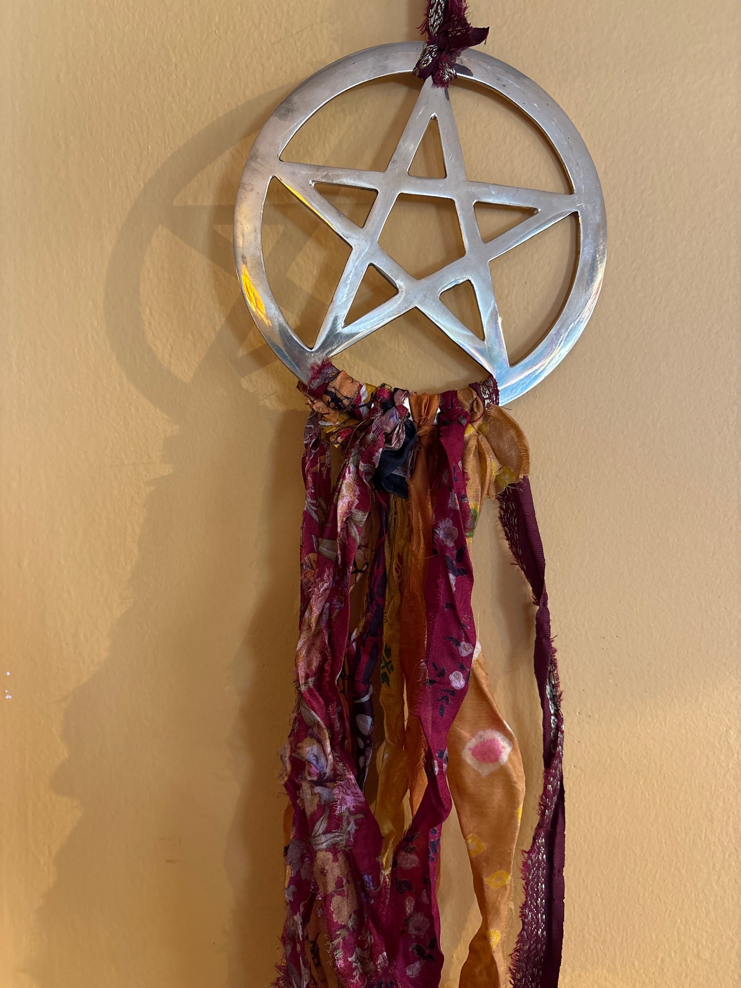 Pentacle Wall Hanging with Recycled Sari Silk