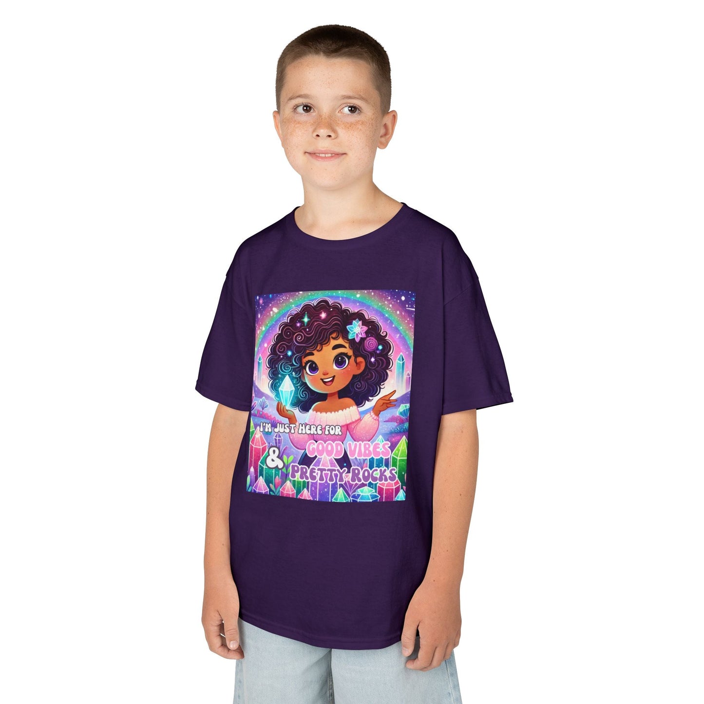 Kids TShirt 'I'm Just Here for Good Vibes and Pretty Rocks'