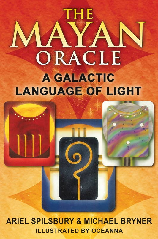 The Mayan Oracle deck by Ariel Spilsbury featuring colorful divination cards with ancient Mayan symbols for spiritual growth and insight