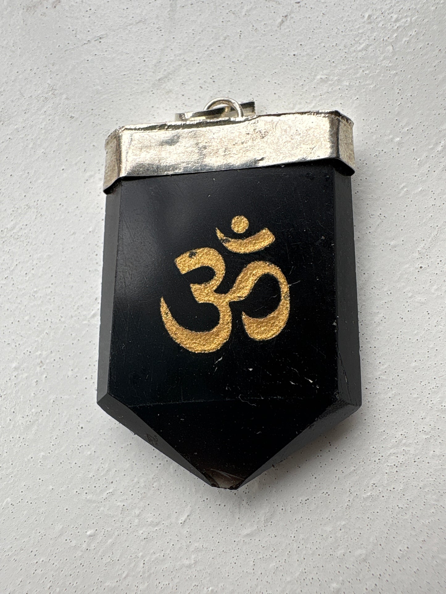 Crystal Om Symbol Engraved Pendant Necklace