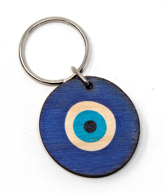 Evil Eye Full Color Wooden Keychain