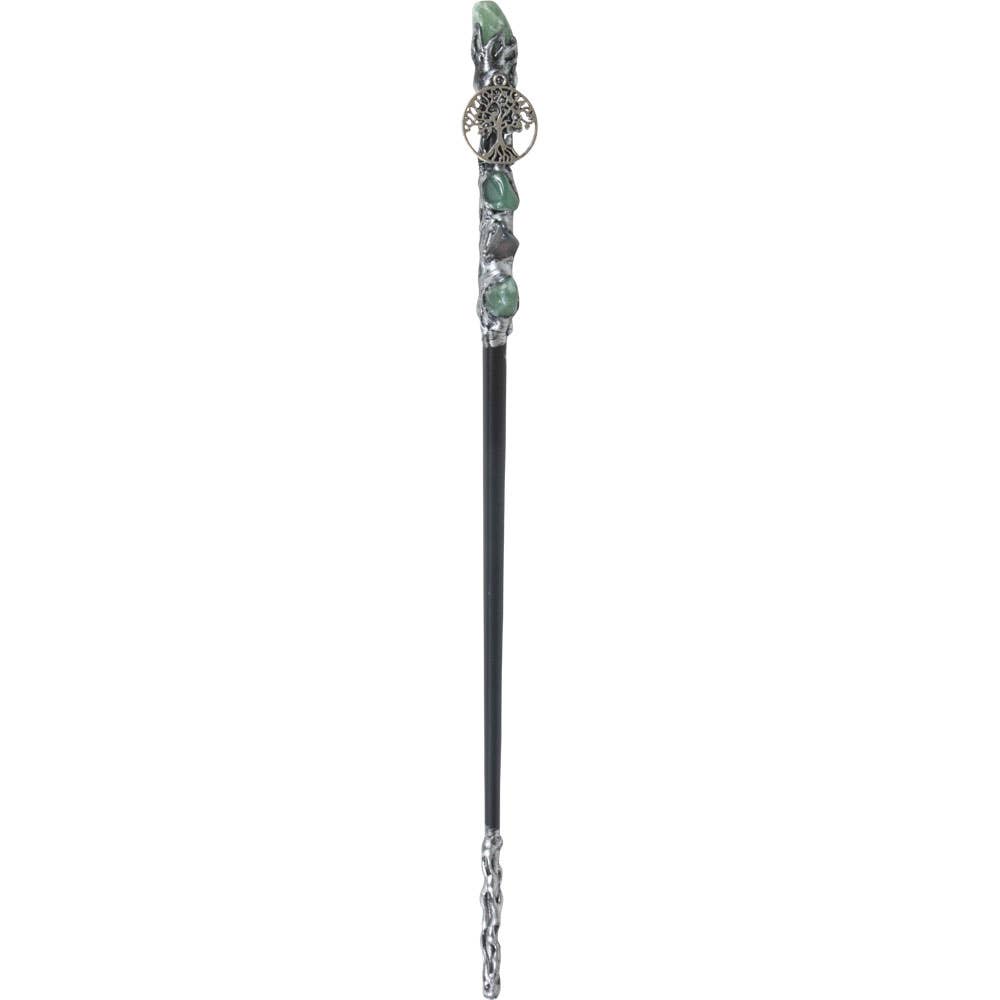 Magick Wand - Green Aventurine w/ Silver Tree of Life (Each)