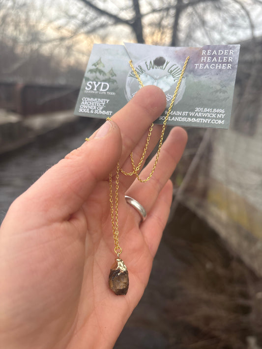 Raw Gold Plated Crystal Necklace