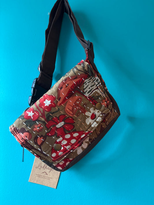 *Mushroom Kantha Belt Bag