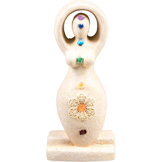 Gypsum Cement Goddess Figurine - Chakras