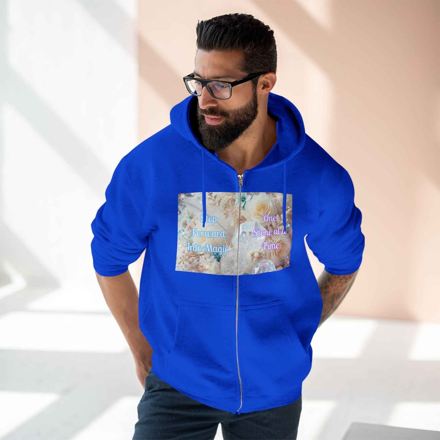 Floral Zipped Hooded Sweater