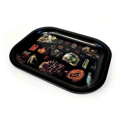 *Small Metal Dark Gemstones Crystals Catchall Tray / Vintage