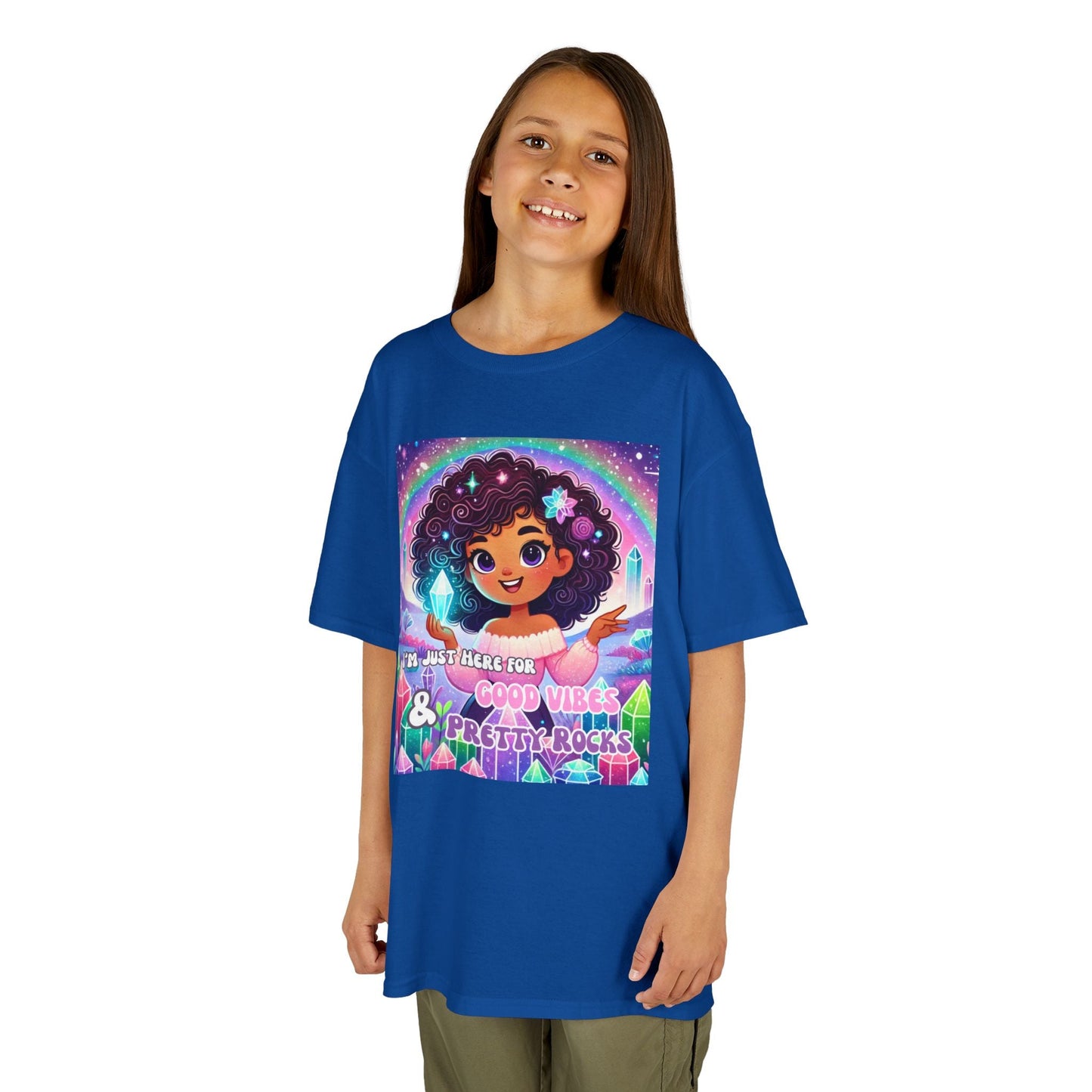 Kids TShirt 'I'm Just Here for Good Vibes and Pretty Rocks'