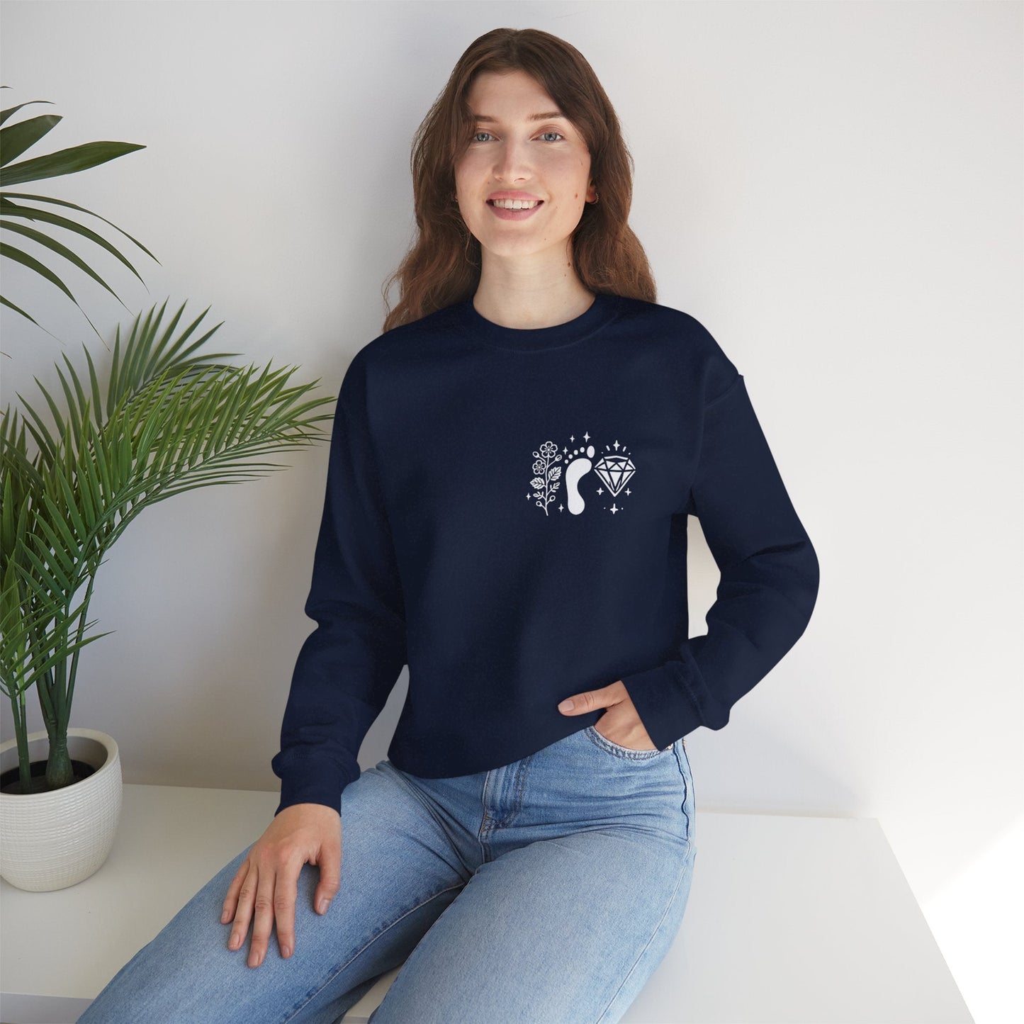 Inspirational Hawthorne Crystal Crew Neck Sweatshirt — Logo Design