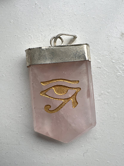 Crystal Eye of Horus Symbol Engraved Pendant Necklace