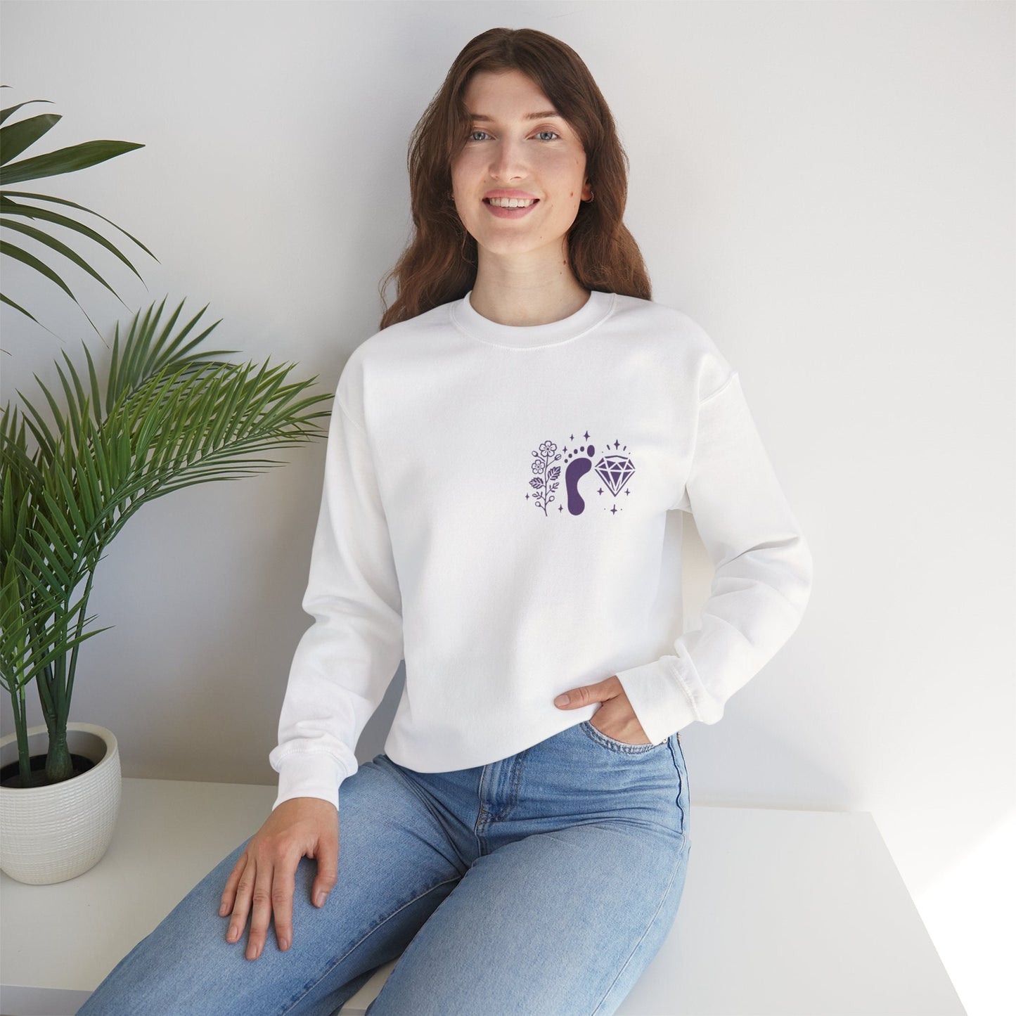 Inspirational Hawthorne Crystal Crew Neck Sweatshirt — Logo Design