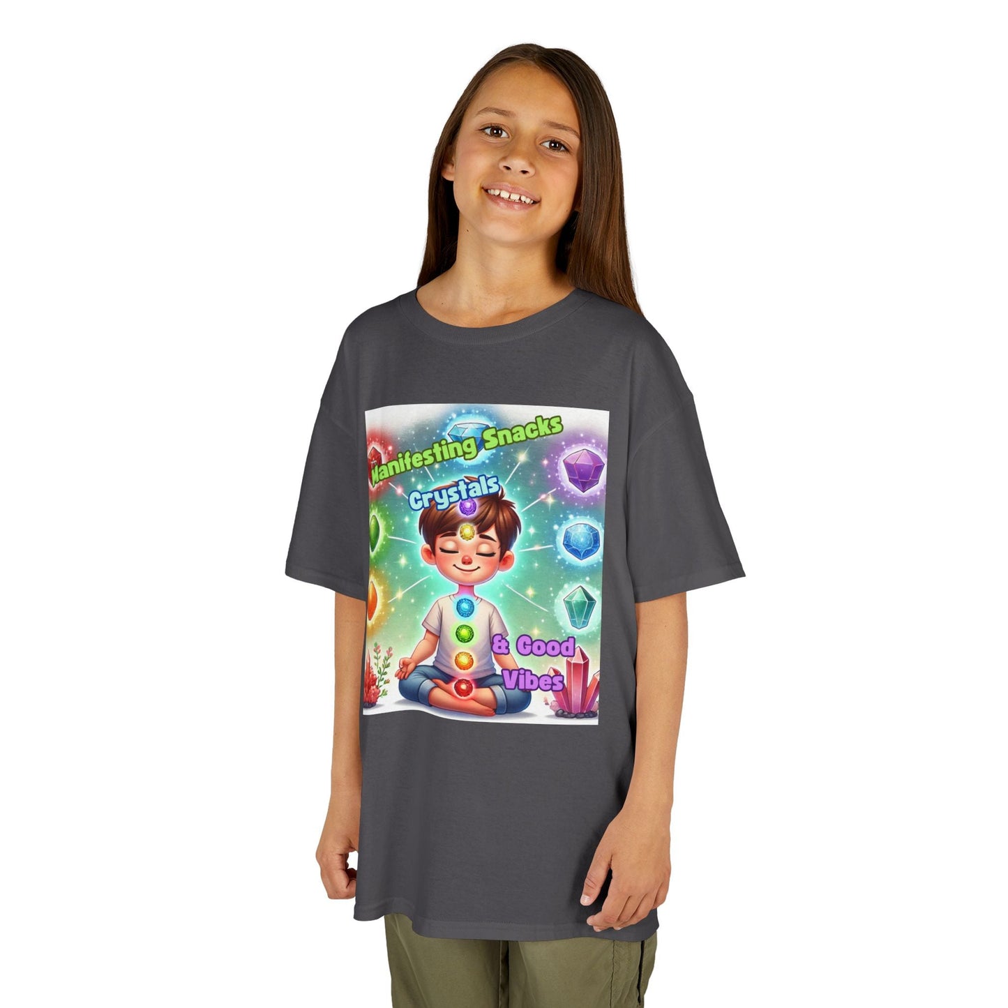 Kids TShirt 'Manifesting Snacks, Crystals, and Good Energy'