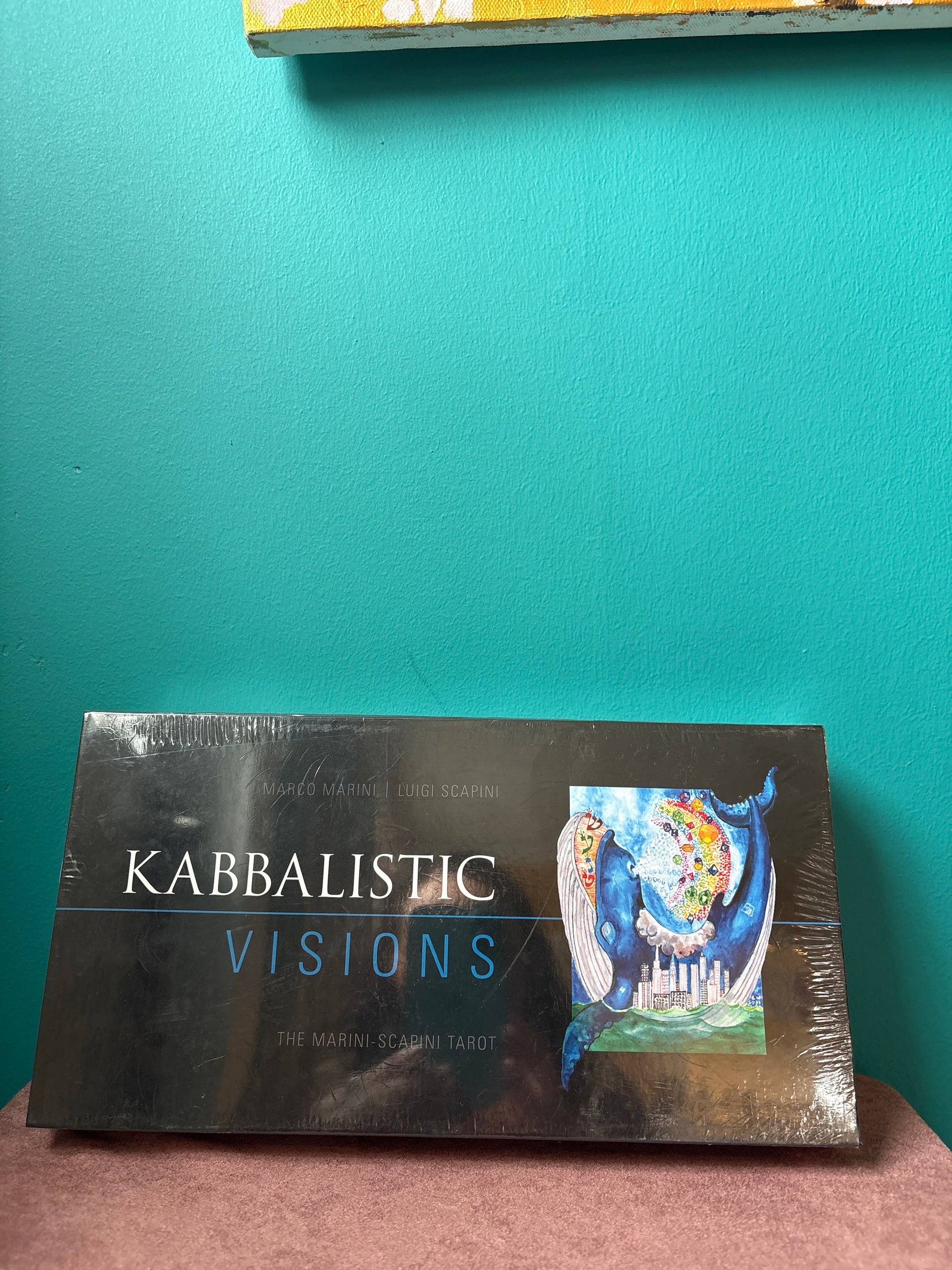 Kabbalistic Visions Tarot deck box with mystical illustration on a turquoise background