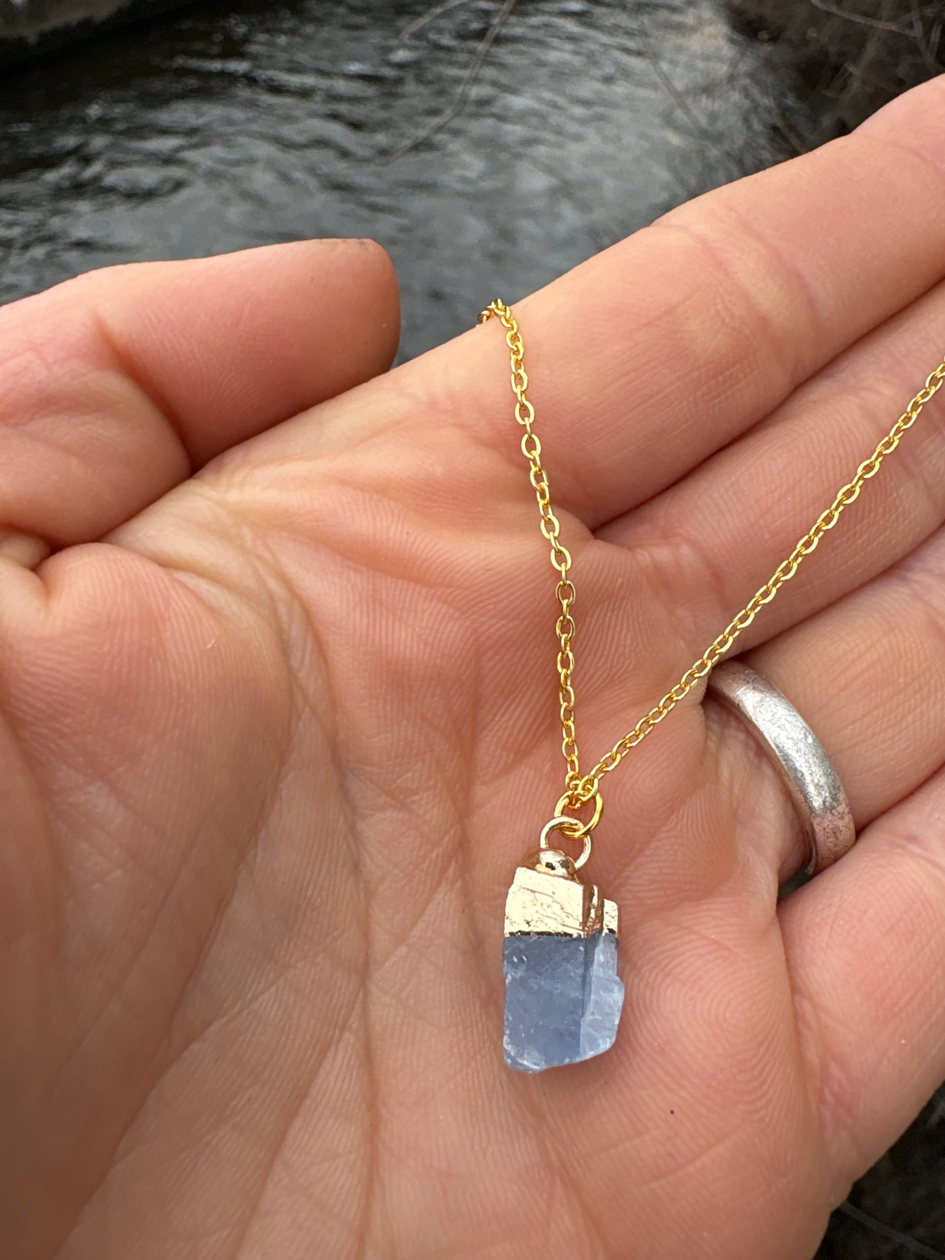 Raw Gold Plated Crystal Necklace