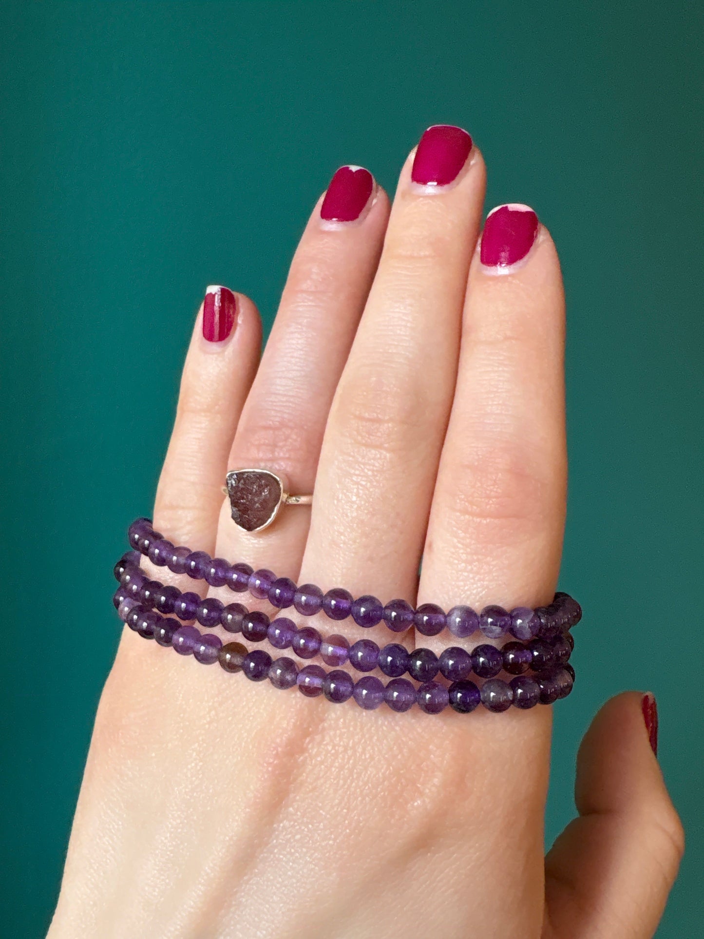 Bracelet Amethyst 4 mm made of genuine purple amethyst beads promoting emotional balance and inner strength