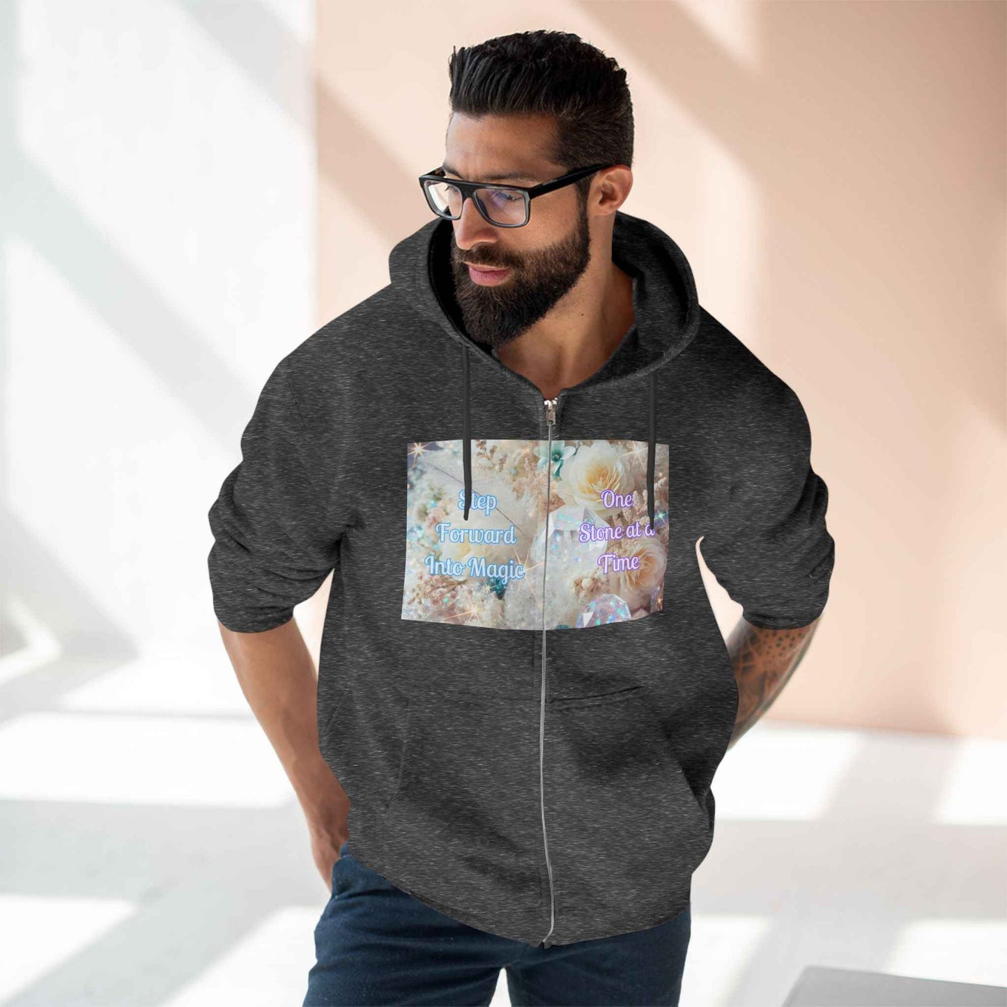 Floral Zipped Hooded Sweater