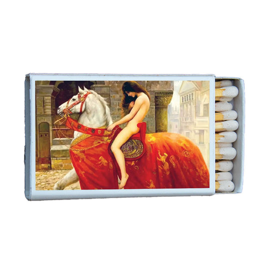 Art Classics Lady Godiva decorative matchbox with classic painting design and 20-23 matches for candle lighting