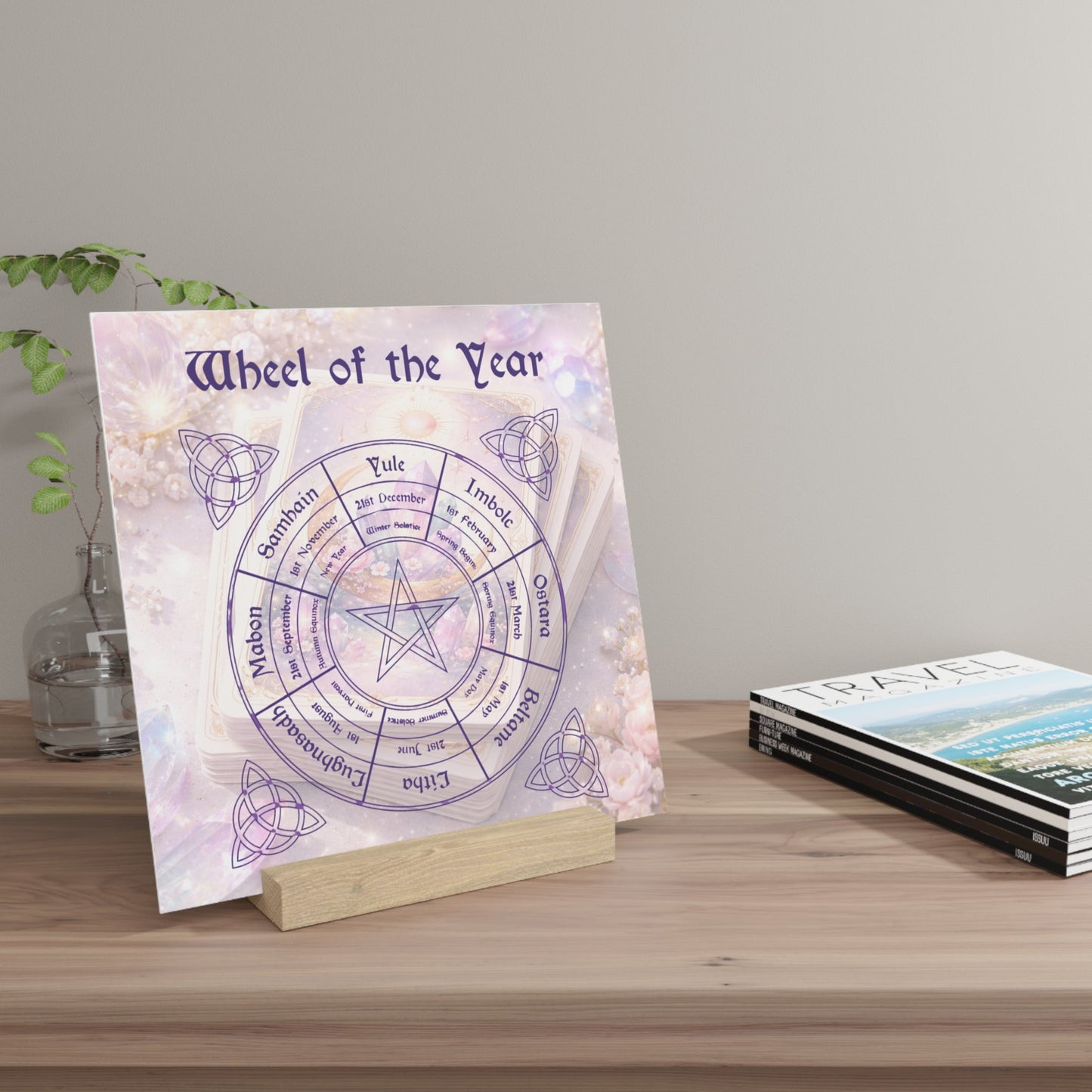 Wheel of the Year Tarot Board with Stand — Pagan/Wiccan Seasonal Calendar Display