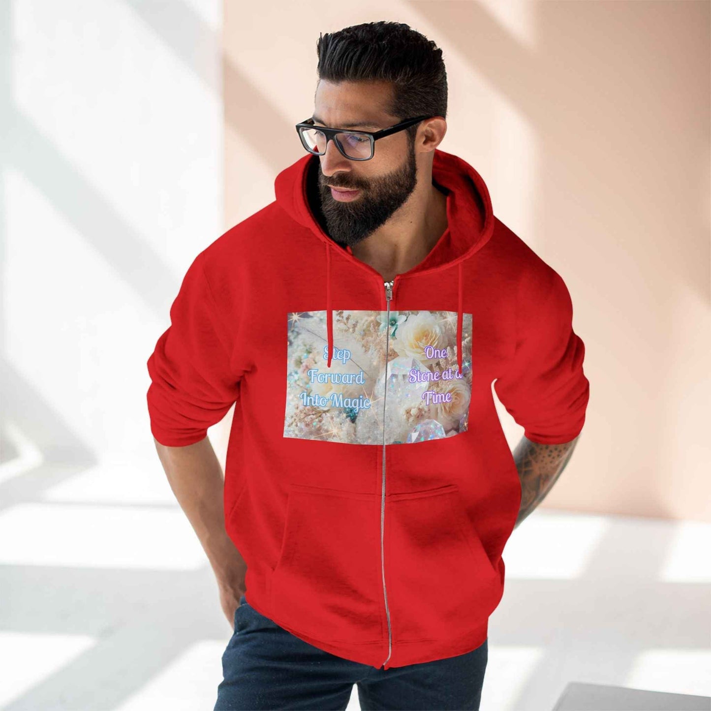 Floral Zipped Hooded Sweater