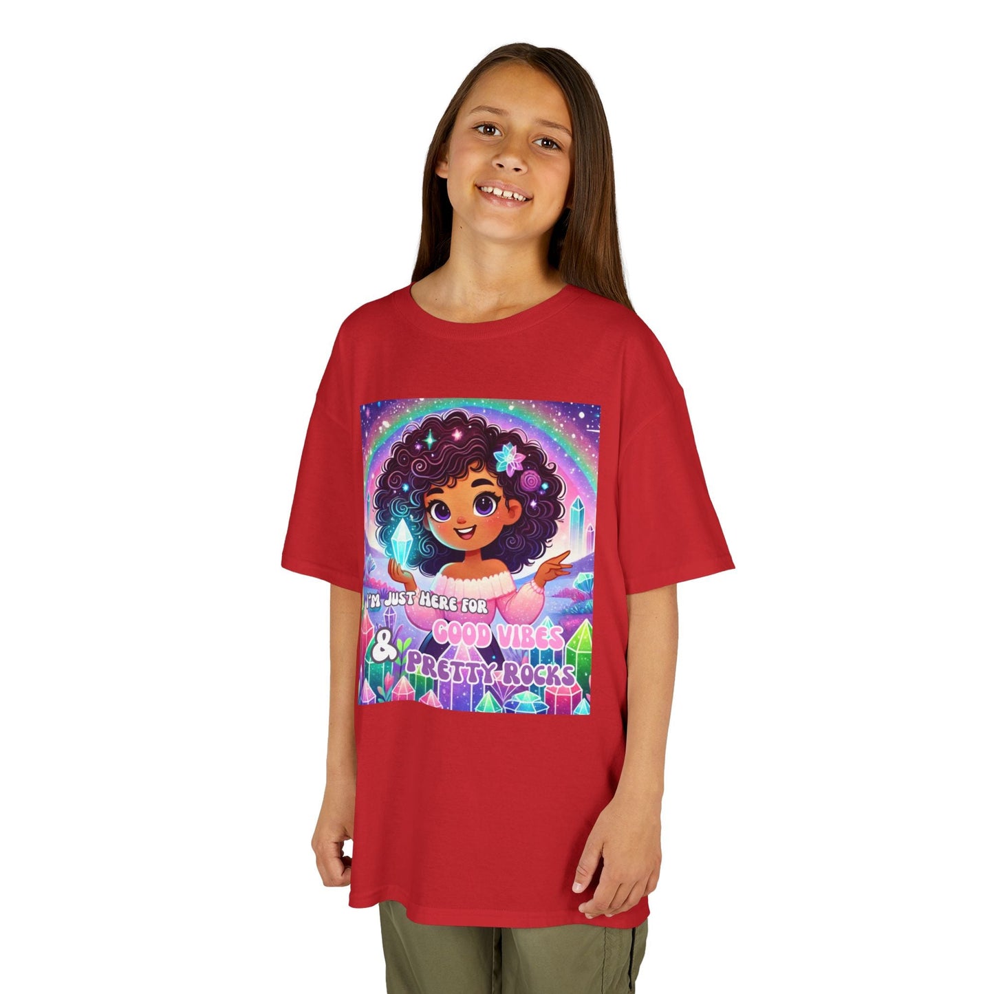 Kids TShirt 'I'm Just Here for Good Vibes and Pretty Rocks'