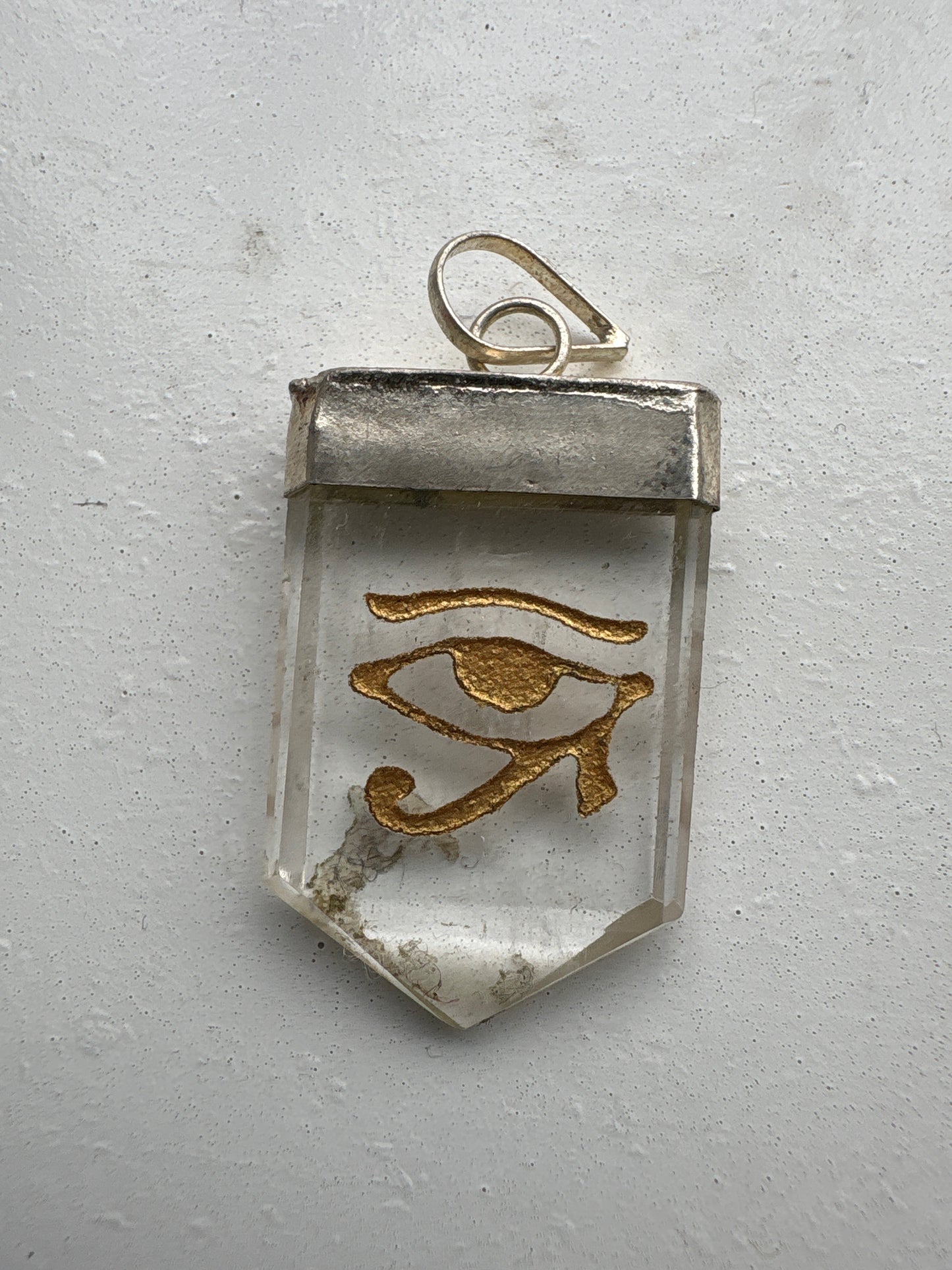 Crystal Eye of Horus Symbol Engraved Pendant Necklace