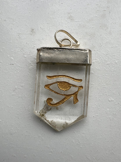 Crystal Eye of Horus Symbol Engraved Pendant Necklace